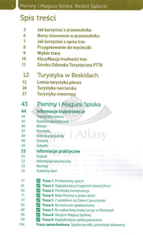 Pieniny i Magura Spiska, Beskid Sądecki. Przewodnik z górskiej półki wydawnictwa Bezdroża. Spis treści 1