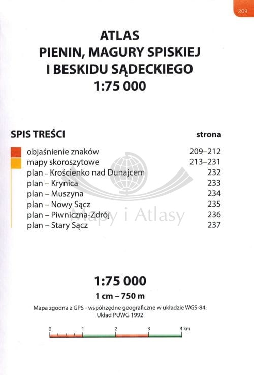 Pieniny i Magura Spiska, Beskid Sądecki. Przewodnik z górskiej półki wydawnictwa Bezdroża. Atlas - spis treści