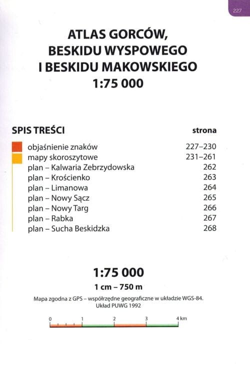 Gorce, Beskid Wyspowy i Makowski. Przewodnik z górskiej półki wydawnictwa Bezdroża. Atlas - spis treści