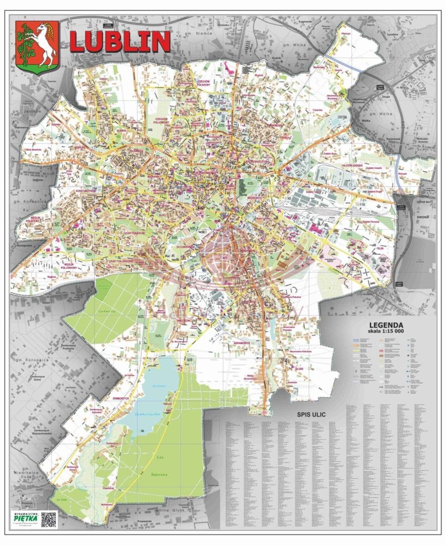 Lublin 1:15 000. Mapa ścienna / Plan miasta. Wersja STRONG