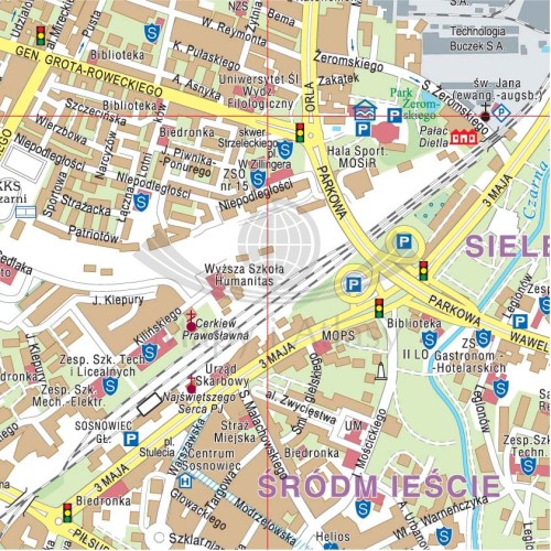 Sosnowiec. Ścienny plan miasta w skali 1:14 000. Fragment