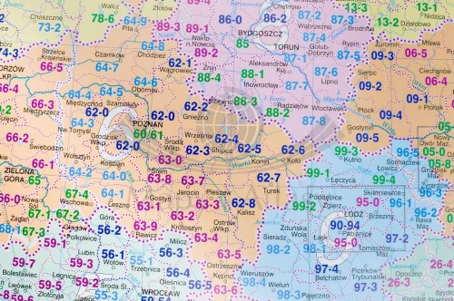 Polska. Mapa kodowa, podkładka na biurko. Producent: Demart. Fragment 1
