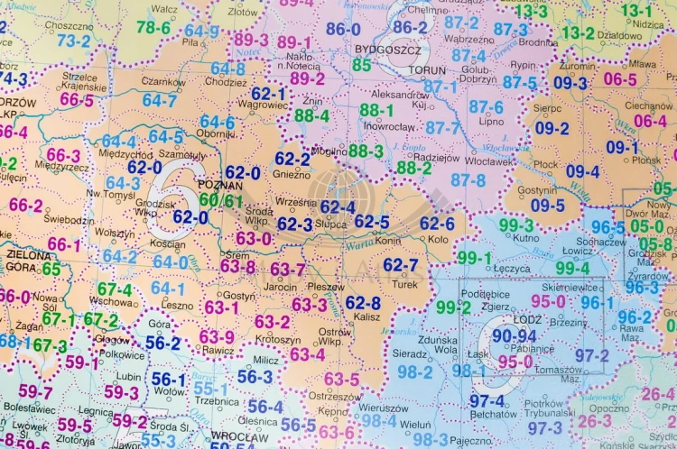 Polska. Mapa kodowa, podkładka na biurko. Producent: Demart. Fragment 1