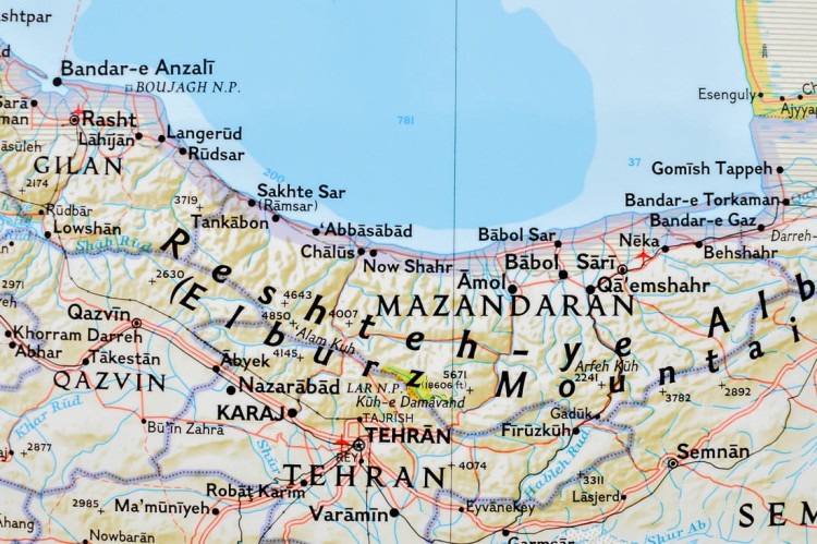 Iran. Mapa ścienna wydawnictwa National Geographic. Fragment 1