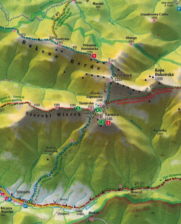 Bieszczady 1:60 000. Laminowana mapa panoramiczna wydawnictwa ExpressMap. Fragment 1