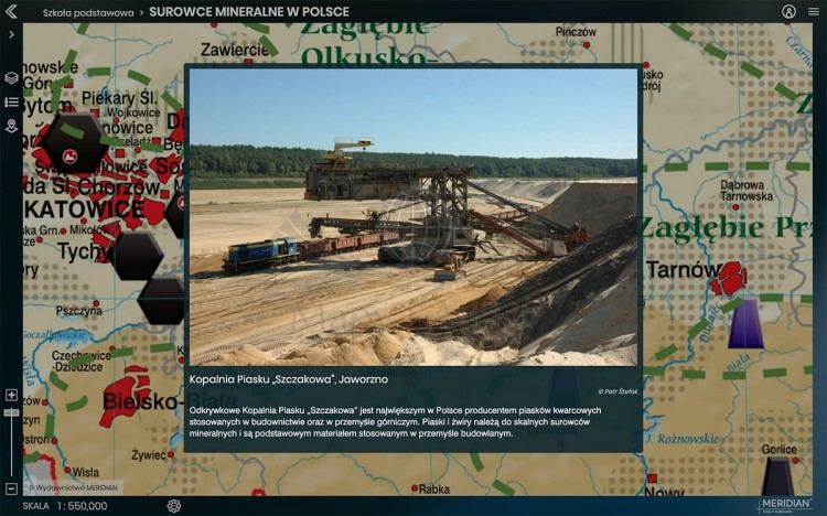 Platforma Meridian Prime Nauczyciel / Uczeń (jeden użytkownik) na 12 miesięcy. Atlas on-line. Zrzut ekranu 13 surowce mineralne