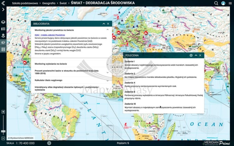Platforma Meridian Prime: Instytucja / Szkoła (wielu użytkowników) na 12 miesięcy. Atlas on-line. Zrzut ekranu 15 degradacja środowiska