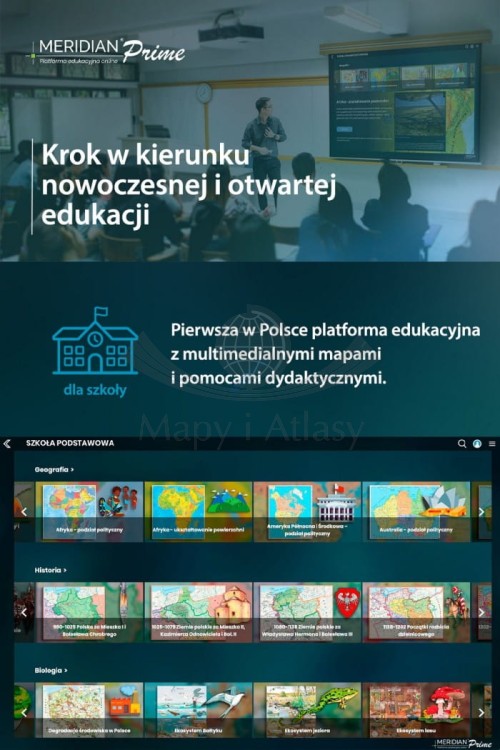 Platforma Meridian Prime: Instytucja / Szkoła (wielu użytkowników) na 12 miesięcy. Atlas on-line