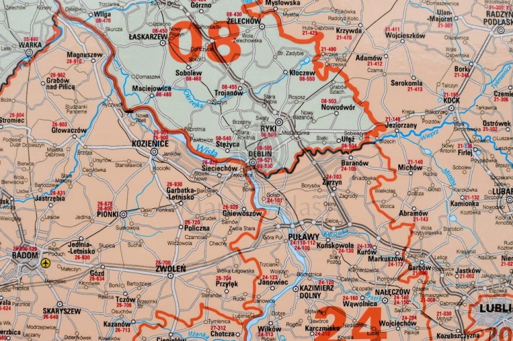 Polska 1:650 000. Mapa ścienna kodowa wydawnictwa Jokart. Fragment 1