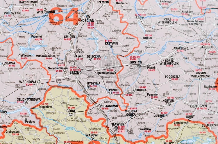 Polska 1:650 000. Mapa ścienna kodowa wydawnictwa Jokart. Fragment 2