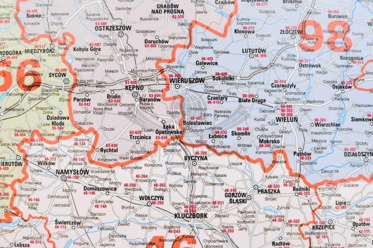 Polska 1:650 000. Mapa ścienna kodowa wydawnictwa Jokart. Fragment 3