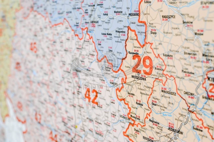 Polska 1:650 000. Mapa ścienna kodowa wydawnictwa Jokart. Fragment 6