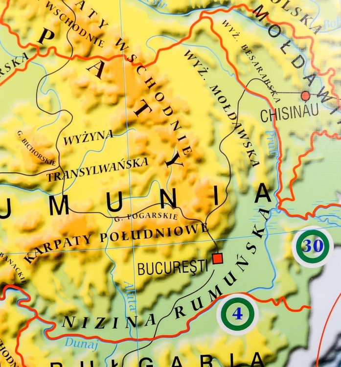 Europa 1:4 000 000. Mapa ścienna fizyczna wydawnictwa Meridian. Fragment 5