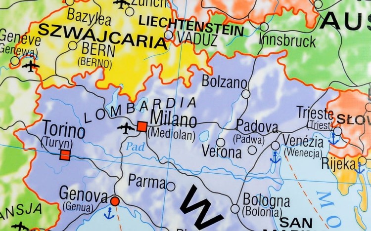 Europa 1:4 000 000. Mapa ścienna polityczna wydawnictwa Meridian. Fragment 4
