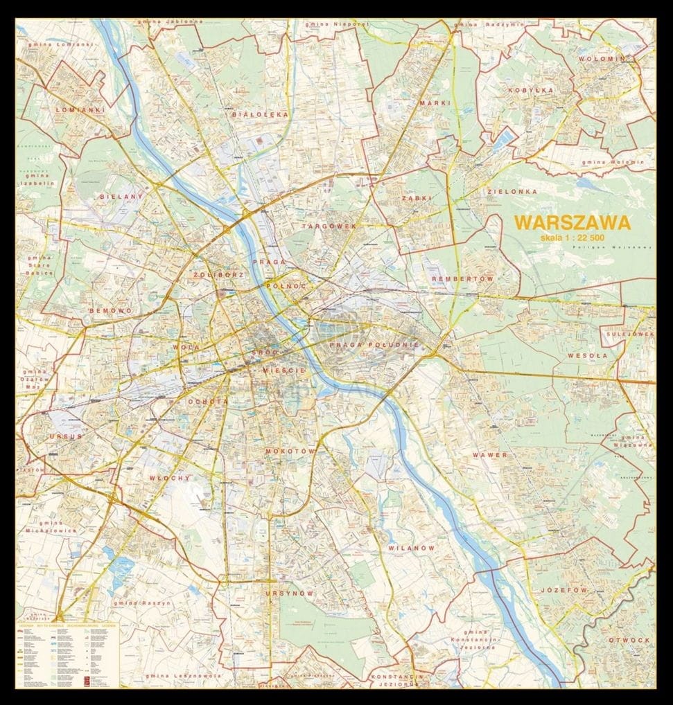 Warszawa 1:22 500. Mapa. Wersja do wpinania. Jokart