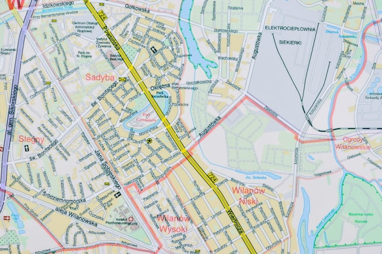 Warszawa 1:22 500. Mapa w wersji do wpinania. Producent: Jokart. Fragment 2