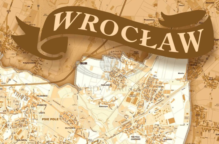 Wrocław. Mapa ścienna stylizowana. Fragment 1