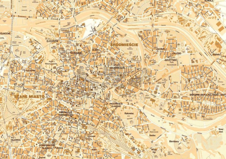 Wrocław. Mapa ścienna stylizowana. Fragment 3