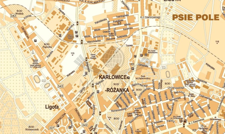 Wrocław. Mapa ścienna stylizowana. Fragment 2