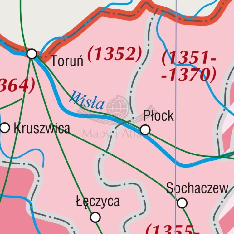 Wielkie Księstwo Litewskie 1240-1430. Szkolna mapa ścienna. Fragment