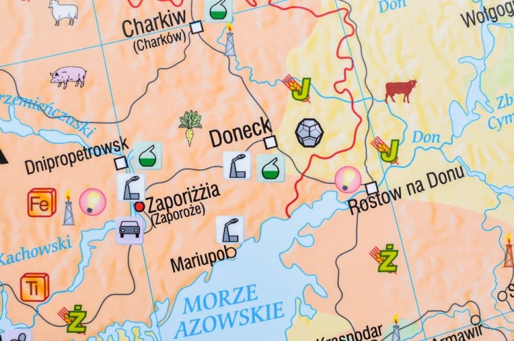 Europa gospodarcza 1:4 500 000. Mapa ścienna wydawnictwa Meridian. Fragment 6