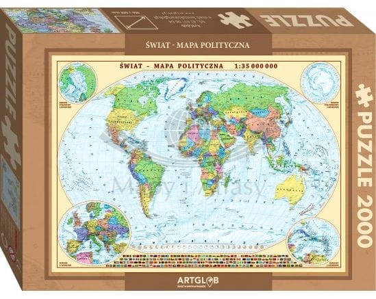 Świat. Mapa polityczna. Puzzle 2000 elementów. ArtGlob