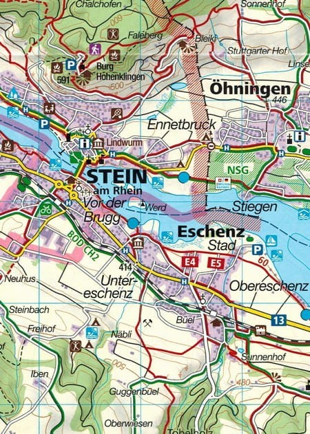 Jezioro Bodeńskie / Bodensee. Zestaw dwóch map turystycznych 11 wydawnictwa Kompass. Mapa 1 - fragment 1