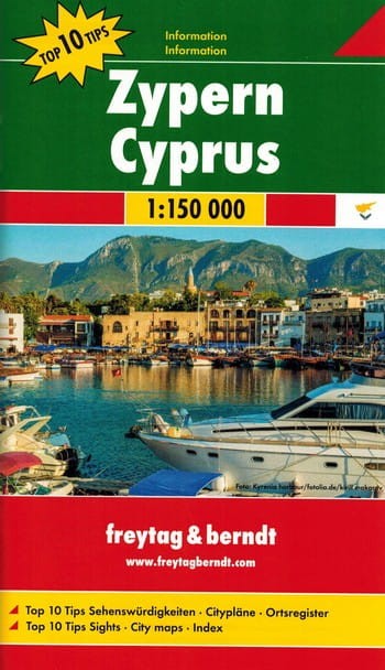 Cypr 1:150 000. Mapa samochodowo-turystyczna wydawnictwa Freytag & Berndt. Okładka mini przewodnika