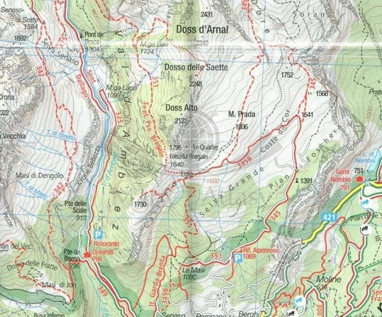 Naturpark Adamello-Brenta Geopark. Wodoodporna mapa turystyczna 070 wydawnictwa Kompass. Fragment 3