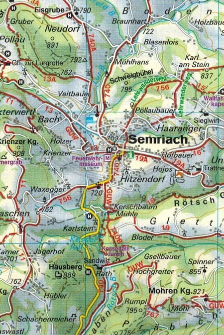 Grazer Bergland, Schockl, Almenland-Teichalm, Stubenbergsee. Mapa turystyczna WK 131 wydawnictwa Freytag & Berndt. Fragment 2