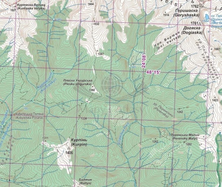 Połonina Krasna (Czerwona) 1:50 000. Wodoodporna mapa turystyczna wydawnictwa ASSA. Fragment
