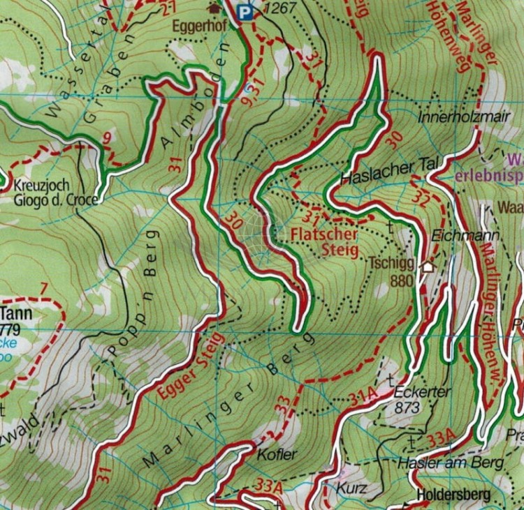 Vinschgau Val Venosta. Zestaw trzech map turystycznych wydawnictwa Kompass. Mapa 3 - fragment
