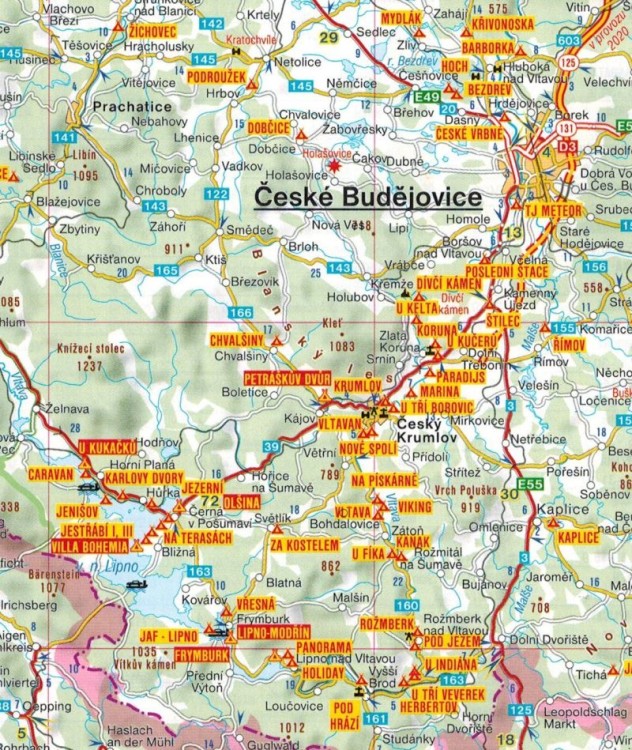 Czechy 1:500 000. Mapa samochodowa kempingów wydawnictwa Freytag & Berndt. Fragment 2