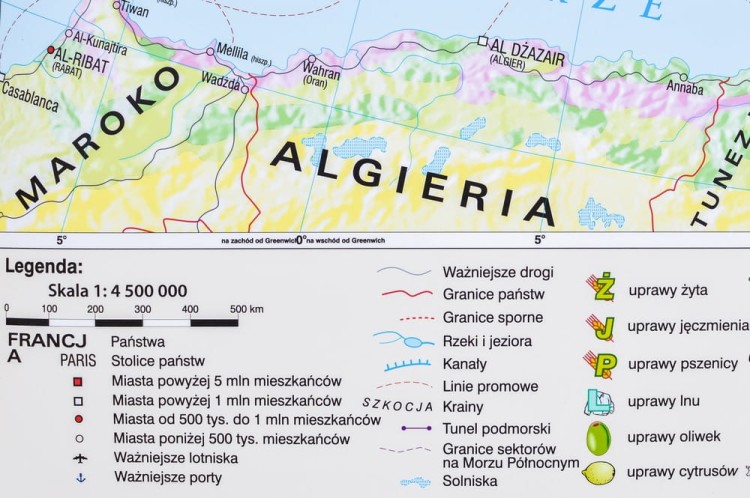 Europa gospodarcza 1:4 500 000. Mapa ścienna wydawnictwa Meridian. Legenda 1