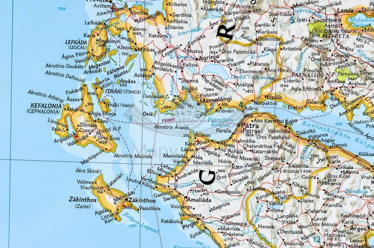 Grecja 1:1 491 000. Mapa w wersji do wpinania. Wydawnictwo: National Geographic. Fragment 3