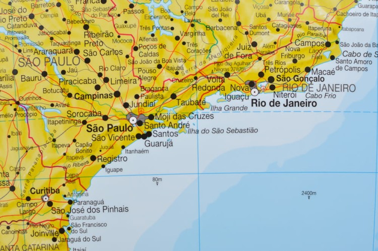 Ameryka Południowa 1:7 000 000. Mapa ścienna polityczna wydawnictwa Maps International. Fragment 2