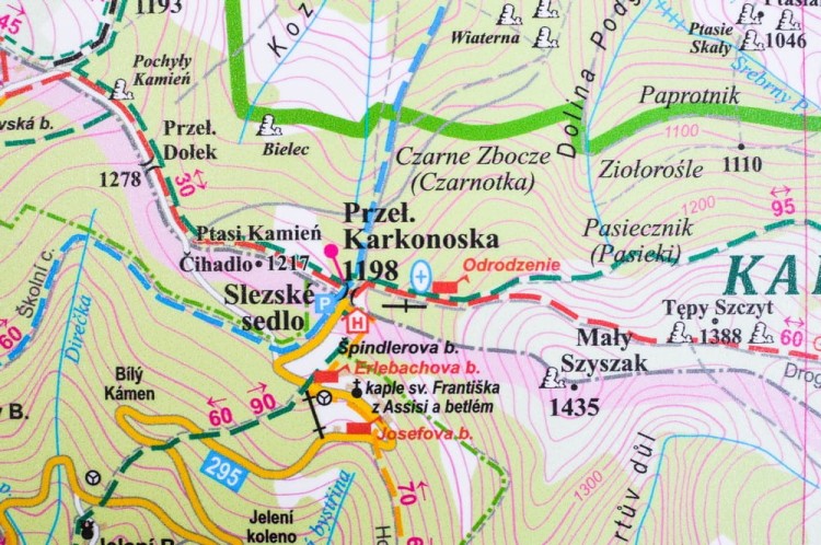 Karkonosze Polskie i Czeskie, Rudawy Janowickie. Mapa turystyczna w wersji do wpinania. Fragment 4