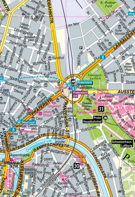 Wiedeń. Laminowana mapa / Plan miasta + Miniprzewodnik wydawnictwa ExpressMap. Fragment 1