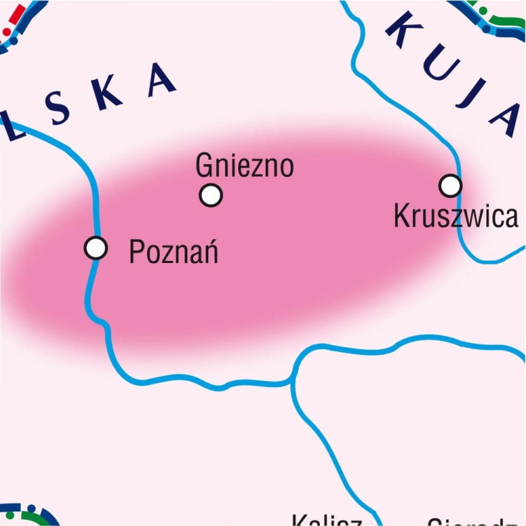Polska pierwszych Piastów. Szkolna mapa ścienna. Fragment