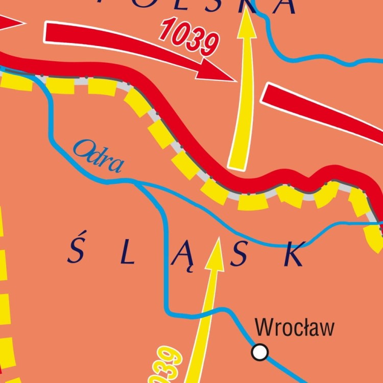 Kryzys i odbudowa państwa Piastów. Szkolna mapa ścienna. Fragment