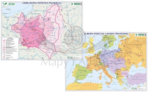 Odbudowa państwa polskiego / Europa podczas I wojny światowej. Dwustronna mapa ścienna