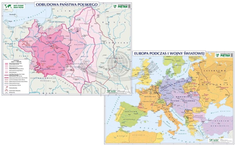 Odbudowa państwa polskiego / Europa podczas I wojny światowej. Dwustronna mapa ścienna