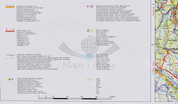 Ukraina, Mołdawia. Mapa drogowa w ramie drewnianej. Producent: Freytag & Berndt. Legenda 2