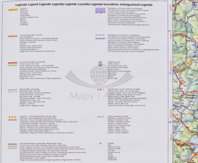 Ukraina, Mołdawia. Mapa drogowa w ramie drewnianej. Producent: Freytag & Berndt. Legenda 1