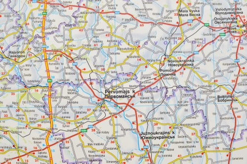 Ukraina, Mołdawia. Mapa drogowa w ramie drewnianej. Producent: Freytag & Berndt. Fragment 1