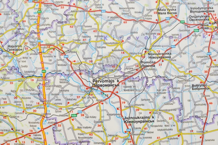 Ukraina, Mołdawia. Mapa drogowa w ramie drewnianej. Producent: Freytag & Berndt. Fragment 1