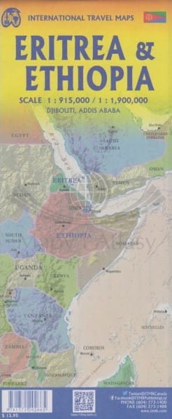 Etiopia i Erytrea. Mapa samochodowo-turystyczna wydawnictwa ITMB. Okładka - tył