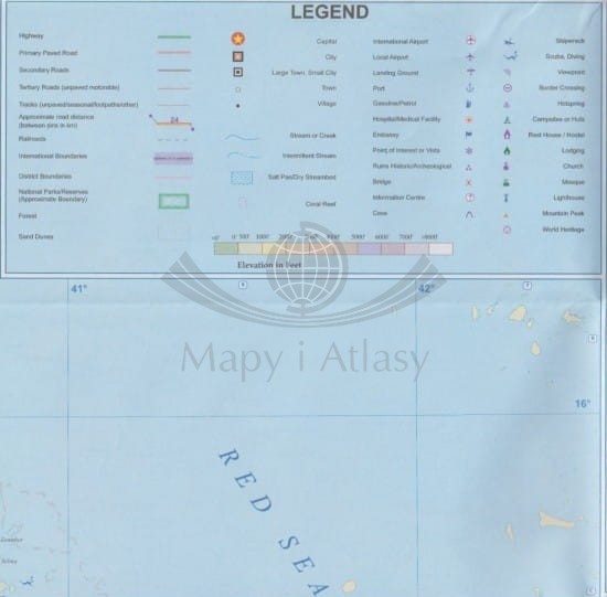 Etiopia i Erytrea. Mapa samochodowo-turystyczna wydawnictwa ITMB. Legenda