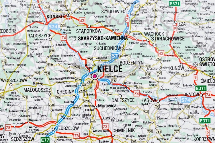 Polska 1:750 000. Mapa drogowa (samochodowa) w ramie wydawnictwa Piętka. Fragment 2