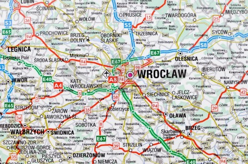 Polska 1:750 000. Mapa drogowa (samochodowa) do wpinania wydawnictwa Piętka. Fragment 1